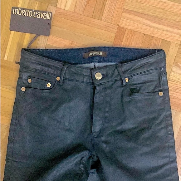 Roberto Cavalli - Women’s Size 4 - Wax Coated Jeans - 5 Pocket - BLACK - Picture 1 of 7